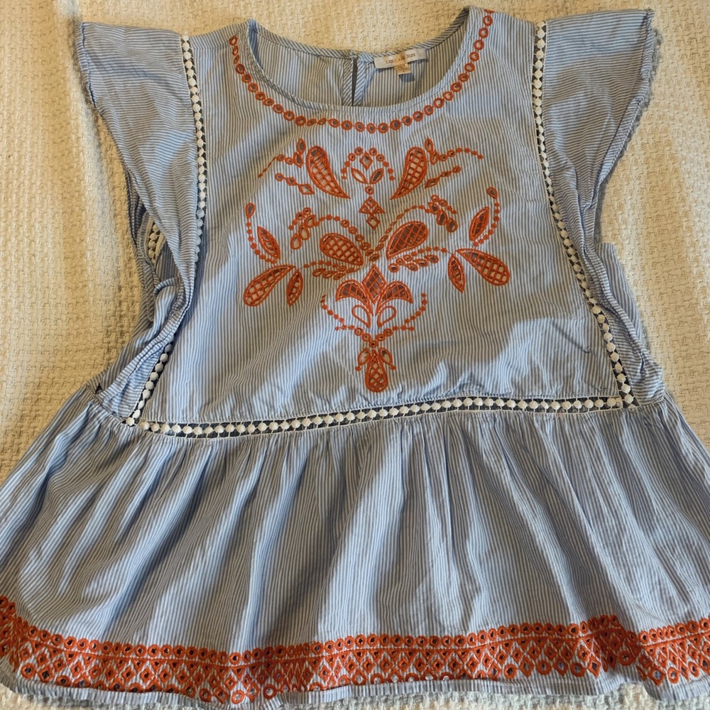 skies are blue embroidered top
